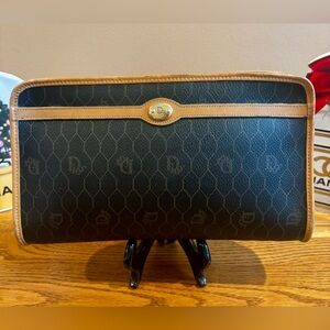 CHRISTIAN DIOR Vintage Honeycomb Canvas Clutch Bag